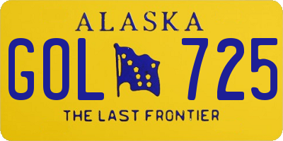 AK license plate GOL725