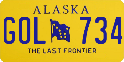 AK license plate GOL734