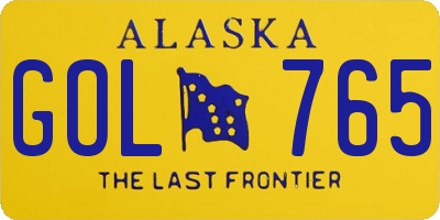 AK license plate GOL765