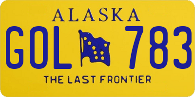 AK license plate GOL783