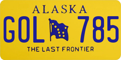 AK license plate GOL785