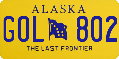 AK license plate GOL802