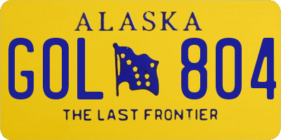 AK license plate GOL804