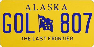 AK license plate GOL807