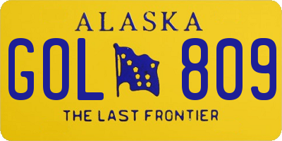 AK license plate GOL809