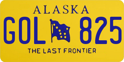 AK license plate GOL825