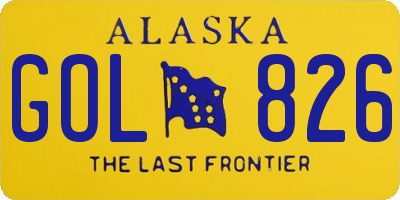 AK license plate GOL826
