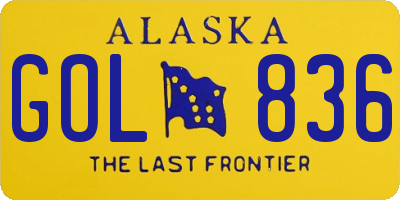 AK license plate GOL836