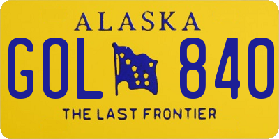 AK license plate GOL840