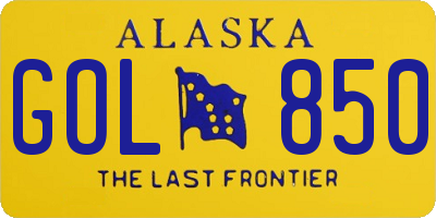 AK license plate GOL850