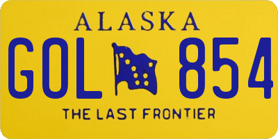 AK license plate GOL854