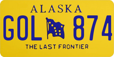 AK license plate GOL874