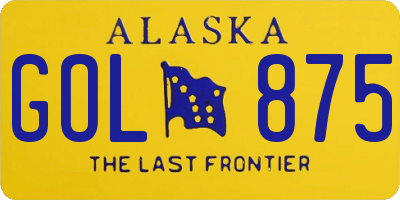 AK license plate GOL875