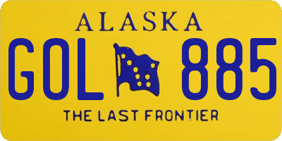 AK license plate GOL885