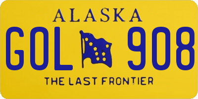AK license plate GOL908