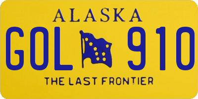 AK license plate GOL910