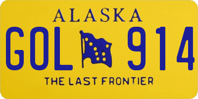 AK license plate GOL914