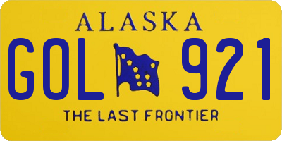AK license plate GOL921