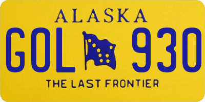 AK license plate GOL930