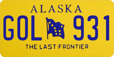 AK license plate GOL931