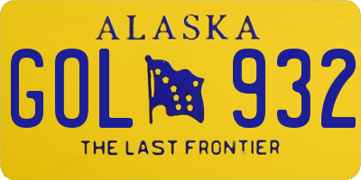 AK license plate GOL932