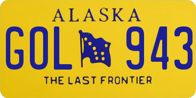 AK license plate GOL943
