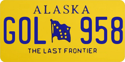 AK license plate GOL958