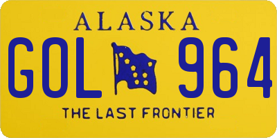 AK license plate GOL964