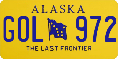 AK license plate GOL972
