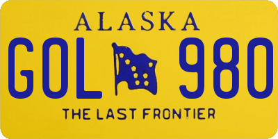 AK license plate GOL980