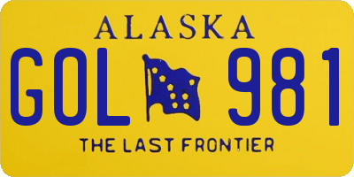 AK license plate GOL981