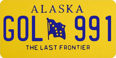AK license plate GOL991
