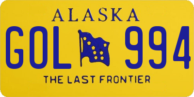 AK license plate GOL994
