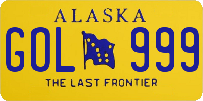 AK license plate GOL999