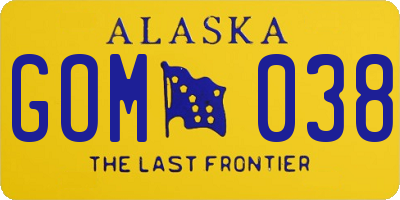 AK license plate GOM038