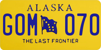 AK license plate GOM070