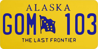 AK license plate GOM103
