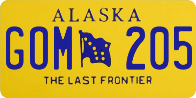 AK license plate GOM205