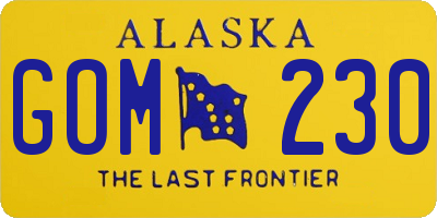 AK license plate GOM230