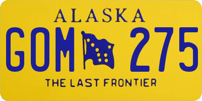 AK license plate GOM275