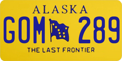 AK license plate GOM289