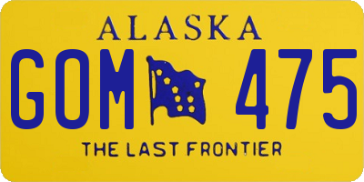 AK license plate GOM475