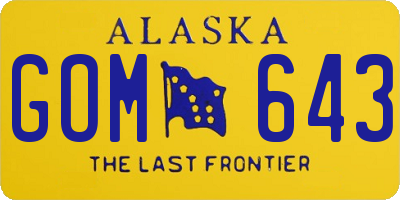 AK license plate GOM643