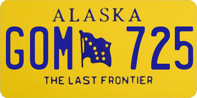 AK license plate GOM725