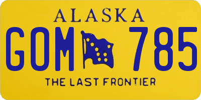 AK license plate GOM785