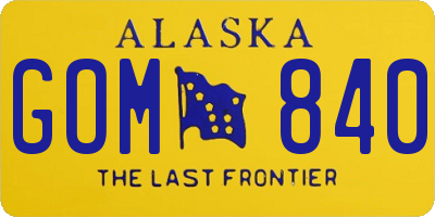 AK license plate GOM840