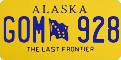 AK license plate GOM928