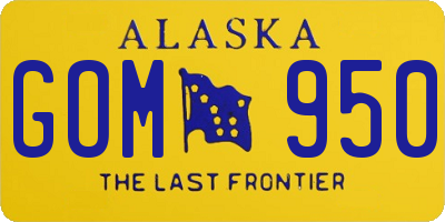 AK license plate GOM950