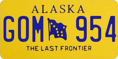 AK license plate GOM954