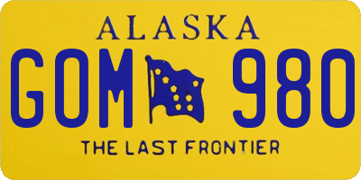 AK license plate GOM980